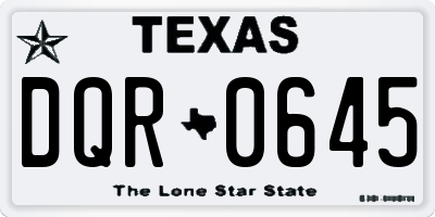 TX license plate DQR0645