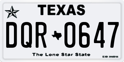 TX license plate DQR0647