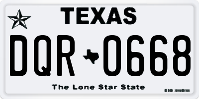 TX license plate DQR0668