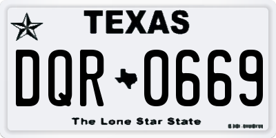 TX license plate DQR0669