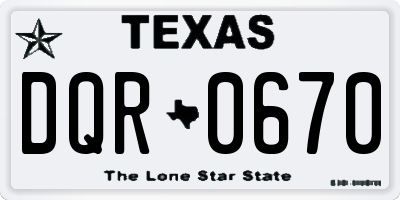 TX license plate DQR0670