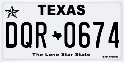 TX license plate DQR0674