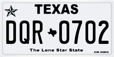 TX license plate DQR0702