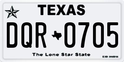 TX license plate DQR0705