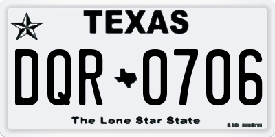 TX license plate DQR0706