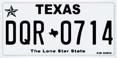 TX license plate DQR0714