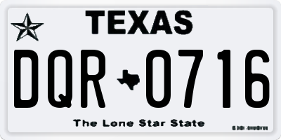 TX license plate DQR0716