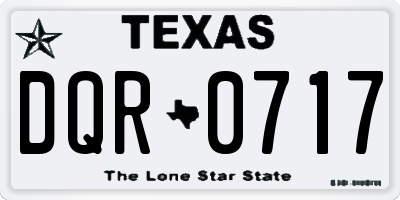 TX license plate DQR0717