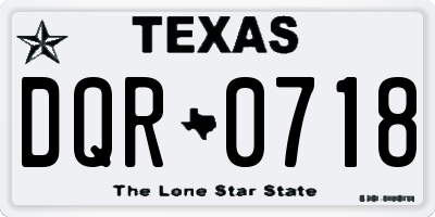 TX license plate DQR0718