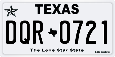 TX license plate DQR0721