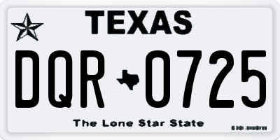 TX license plate DQR0725