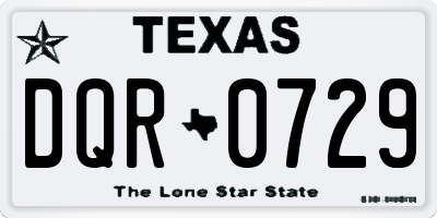 TX license plate DQR0729