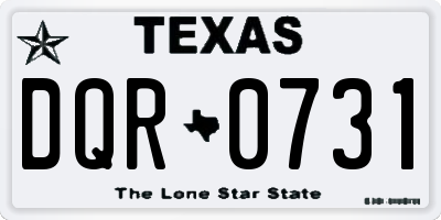 TX license plate DQR0731