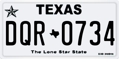 TX license plate DQR0734