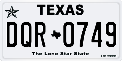 TX license plate DQR0749
