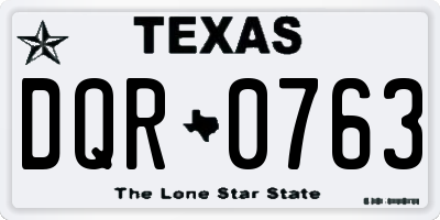 TX license plate DQR0763