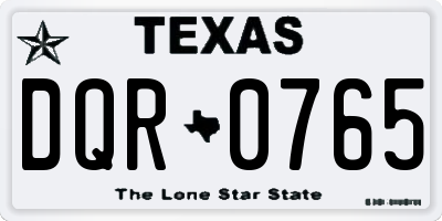 TX license plate DQR0765