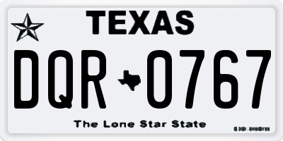 TX license plate DQR0767