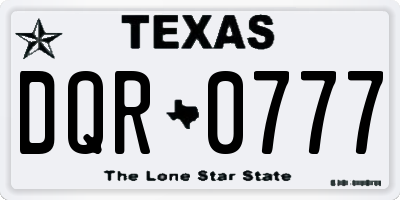 TX license plate DQR0777