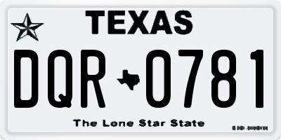 TX license plate DQR0781