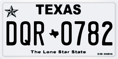 TX license plate DQR0782