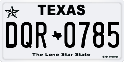 TX license plate DQR0785