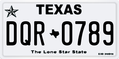TX license plate DQR0789