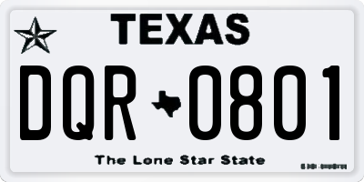 TX license plate DQR0801