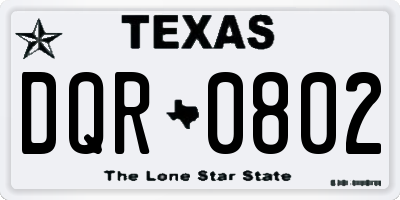 TX license plate DQR0802