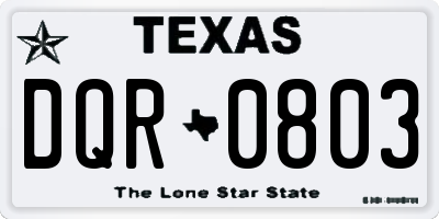 TX license plate DQR0803
