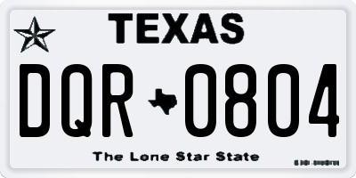 TX license plate DQR0804