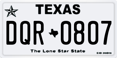 TX license plate DQR0807