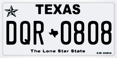 TX license plate DQR0808