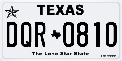 TX license plate DQR0810