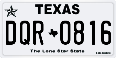 TX license plate DQR0816