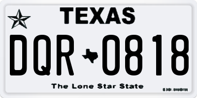 TX license plate DQR0818