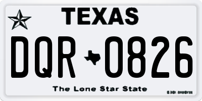 TX license plate DQR0826