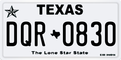 TX license plate DQR0830
