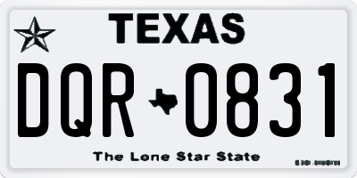 TX license plate DQR0831