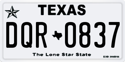 TX license plate DQR0837