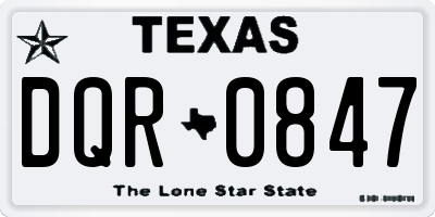TX license plate DQR0847