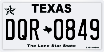 TX license plate DQR0849