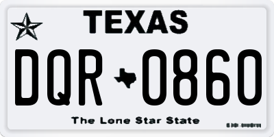 TX license plate DQR0860