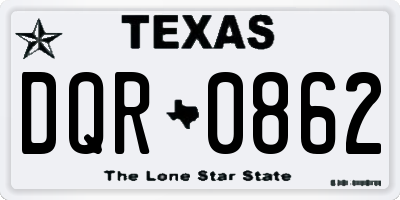 TX license plate DQR0862