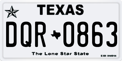 TX license plate DQR0863