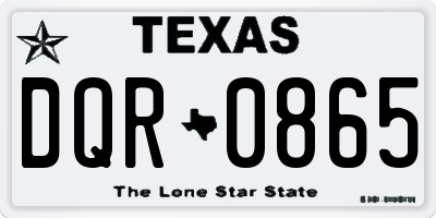 TX license plate DQR0865