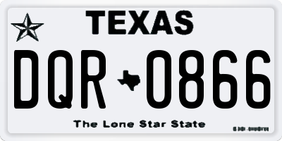 TX license plate DQR0866