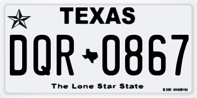 TX license plate DQR0867