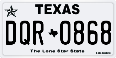 TX license plate DQR0868