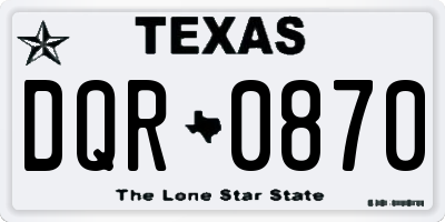 TX license plate DQR0870